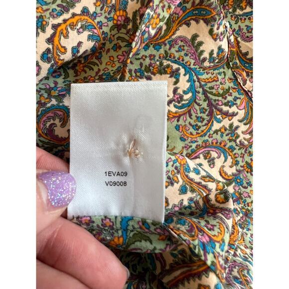 Vanessa Bruno Top Womens FR 38 US 6 Paisley Silk Blend Luxury Minimalist Preppy - Picture 8 of 12